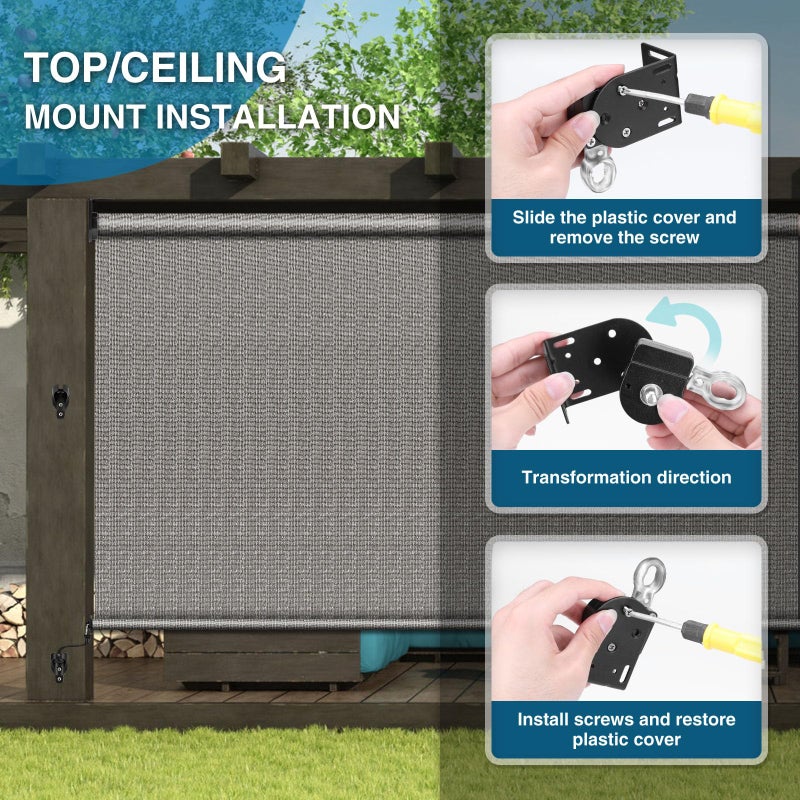 IVYSUN Shade Replacement Parts,Mounting Brackets,Upgrade to Metal Ring,Compatible with Coolaroo Exterior Roller Shade(Black,1 Pair) - Image 4